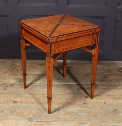 Excellent Arts & Crafts English Oak Envelope Card Table - Image 6