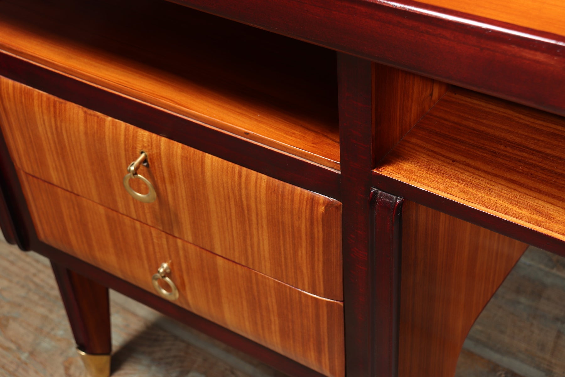 Mid Century Modern Crafted Italian Mahogany Desk