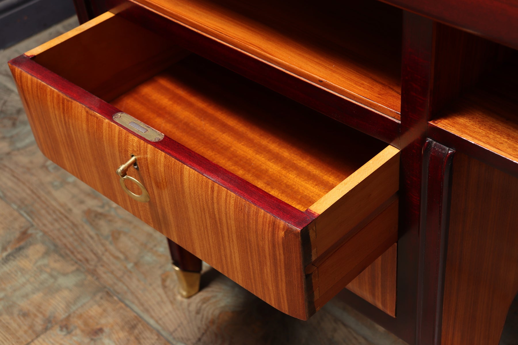 Mid Century Modern Crafted Italian Mahogany Desk