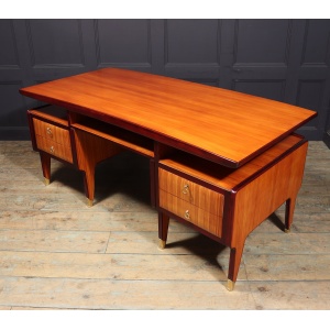 Mid Century Modern Crafted Italian Mahogany Desk