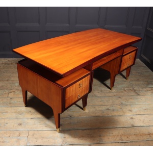Mid Century Modern Crafted Italian Mahogany Desk