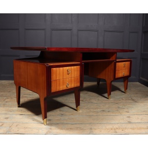 Mid Century Modern Crafted Italian Mahogany Desk