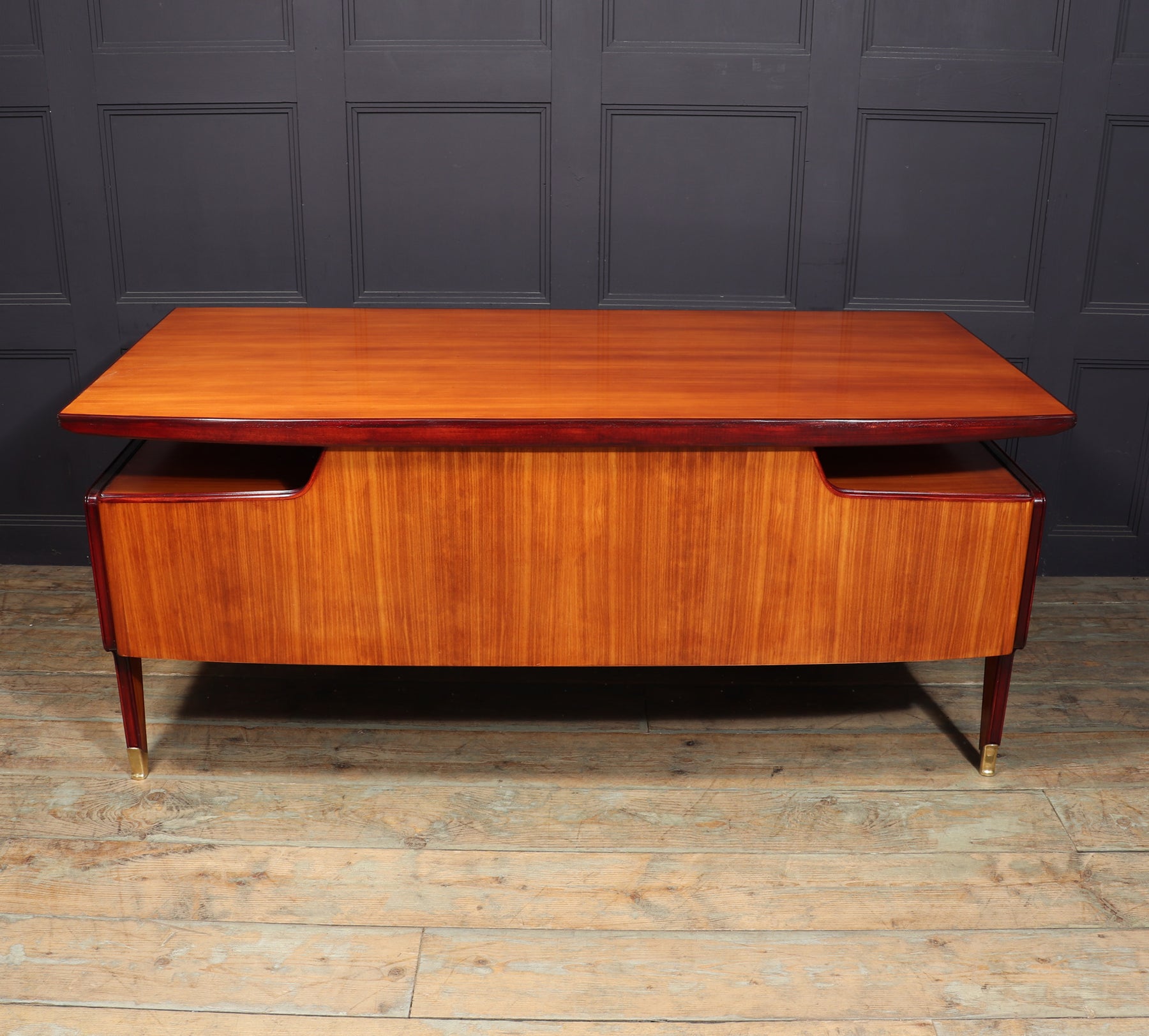 Mid Century Modern Crafted Italian Mahogany Desk