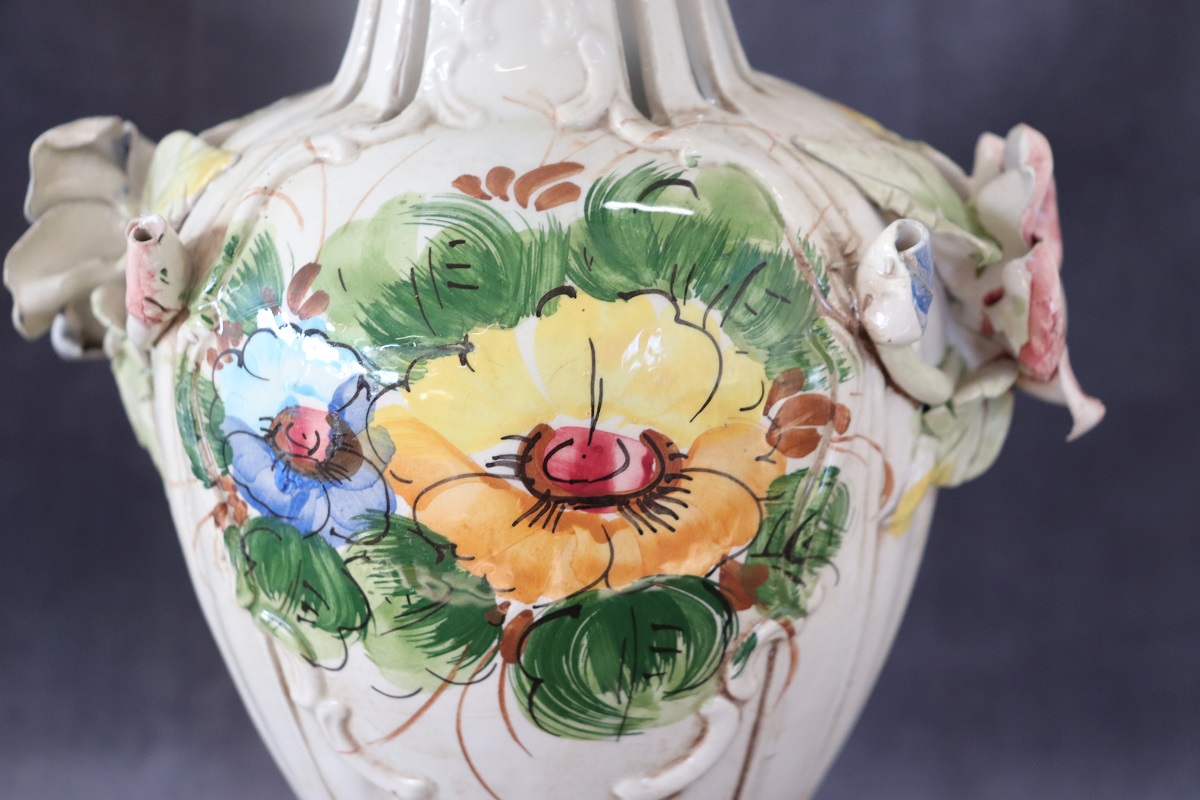 Hand-Painted Ceramic Vase by Bassano, 1990s