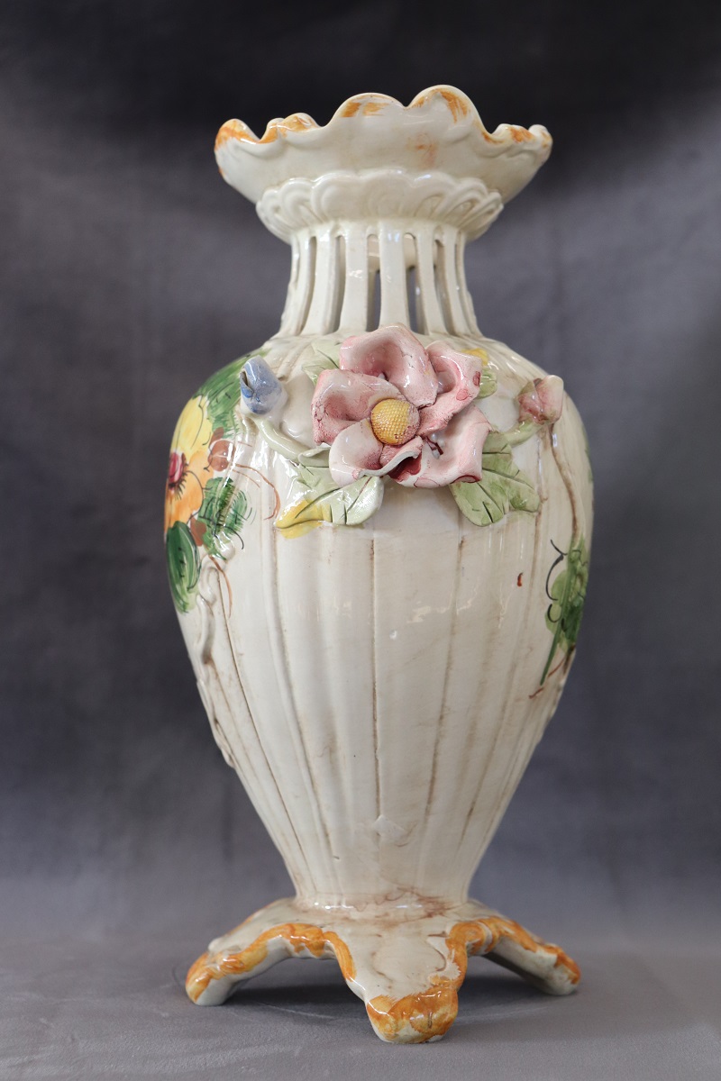 Hand-Painted Ceramic Vase by Bassano, 1990s