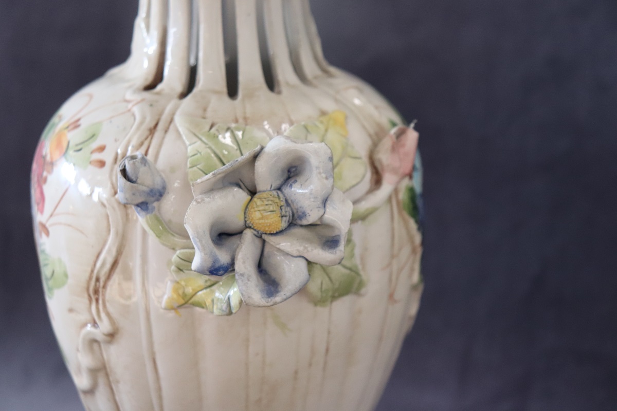Hand-Painted Ceramic Vase by Bassano, 1990s
