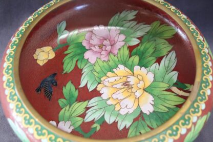 Cloisonne Bowl on Wooden Stand, 1980s - Image 2