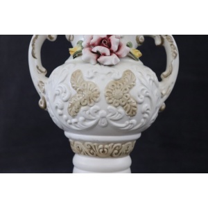 Hand-Painted Porcelain Biscuit Vase by Capodimonte, 1990s