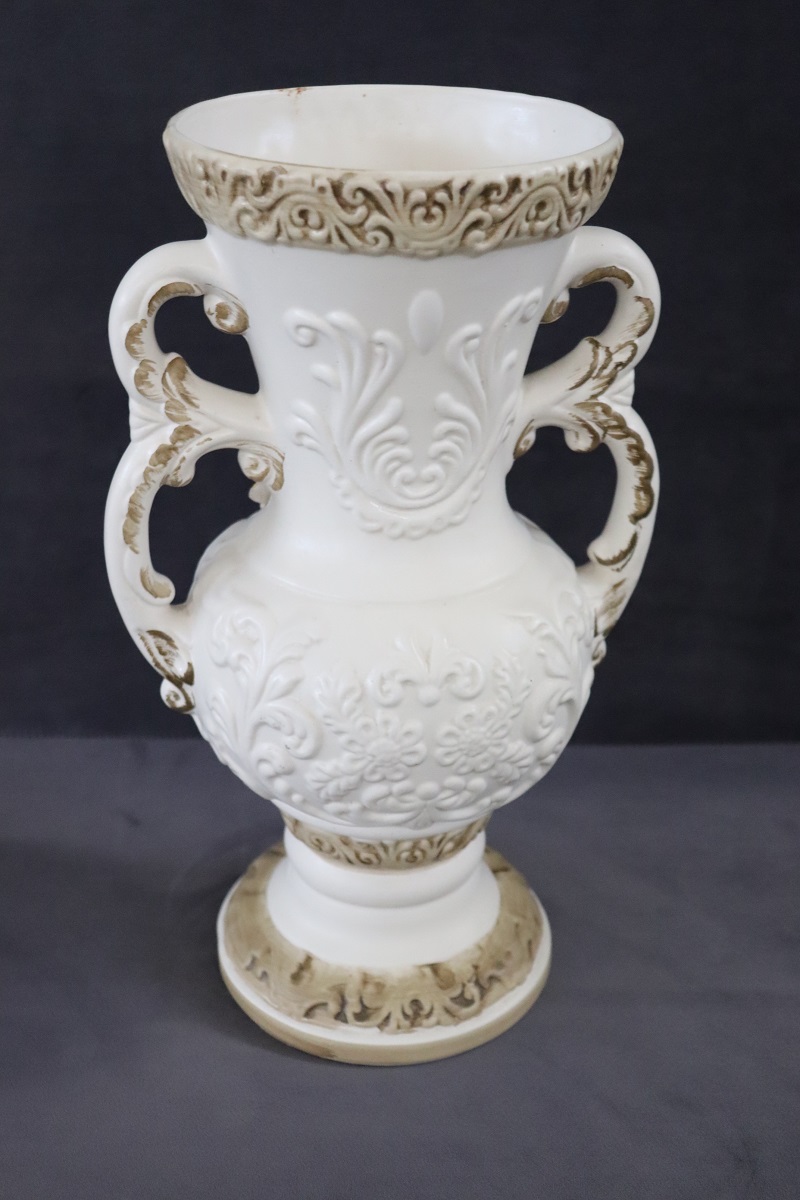 Hand-Painted Porcelain Biscuit Vase by Capodimonte, 1990s