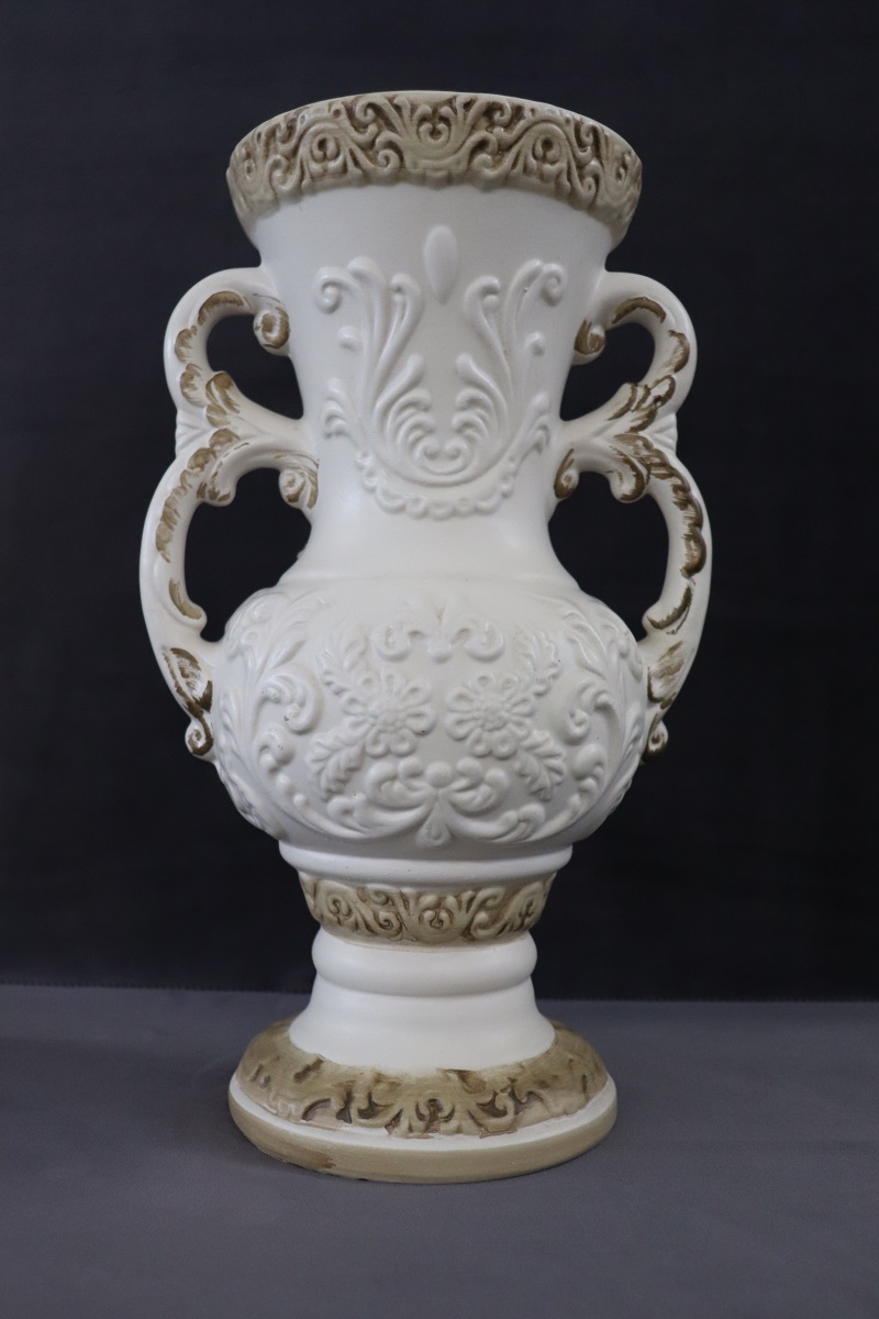 Hand-Painted Porcelain Biscuit Vase by Capodimonte, 1990s