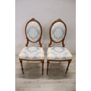 Early 20th Century Carved Beech Wood Chairs, Set of 2