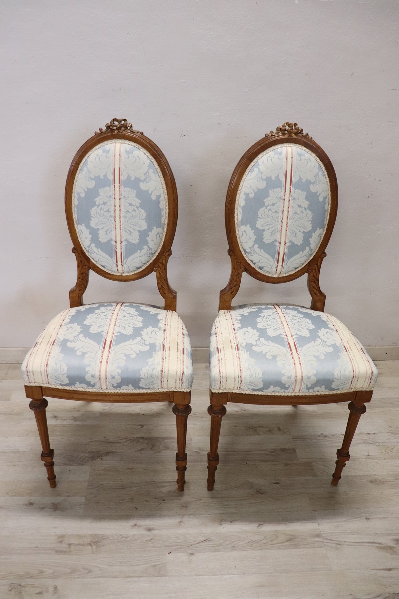 Early 20th Century Carved Beech Wood Chairs, Set of 2