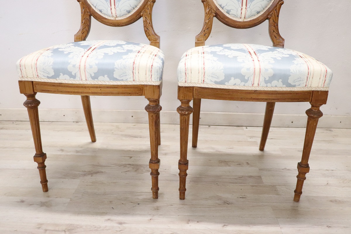 Early 20th Century Carved Beech Wood Chairs, Set of 2