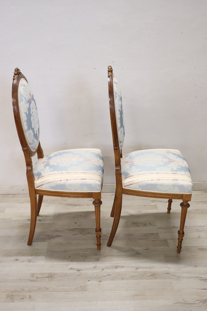 Early 20th Century Carved Beech Wood Chairs, Set of 2
