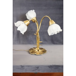 Vintage Brass and Glass Table Lamp, 1980s