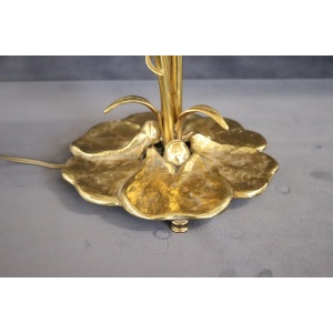 Vintage Brass and Glass Table Lamp, 1980s