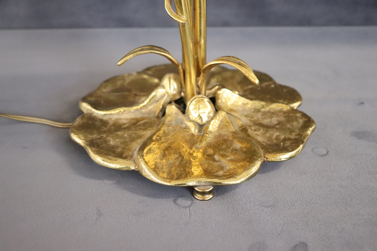 Vintage Brass and Glass Table Lamp, 1980s