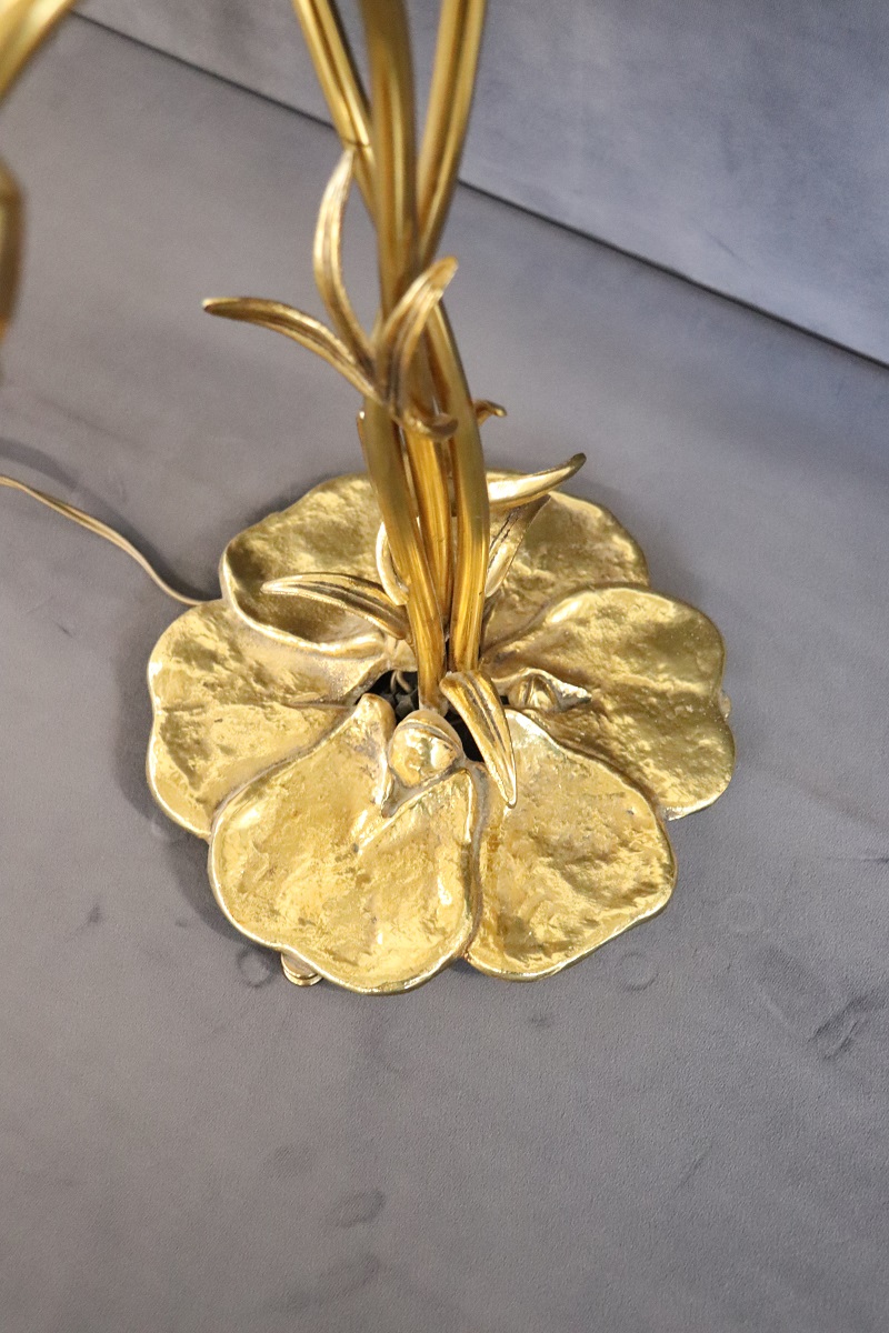 Vintage Brass and Glass Table Lamp, 1980s