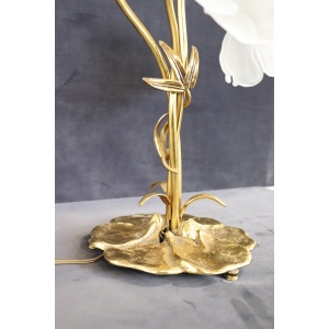 Vintage Brass and Glass Table Lamp, 1980s
