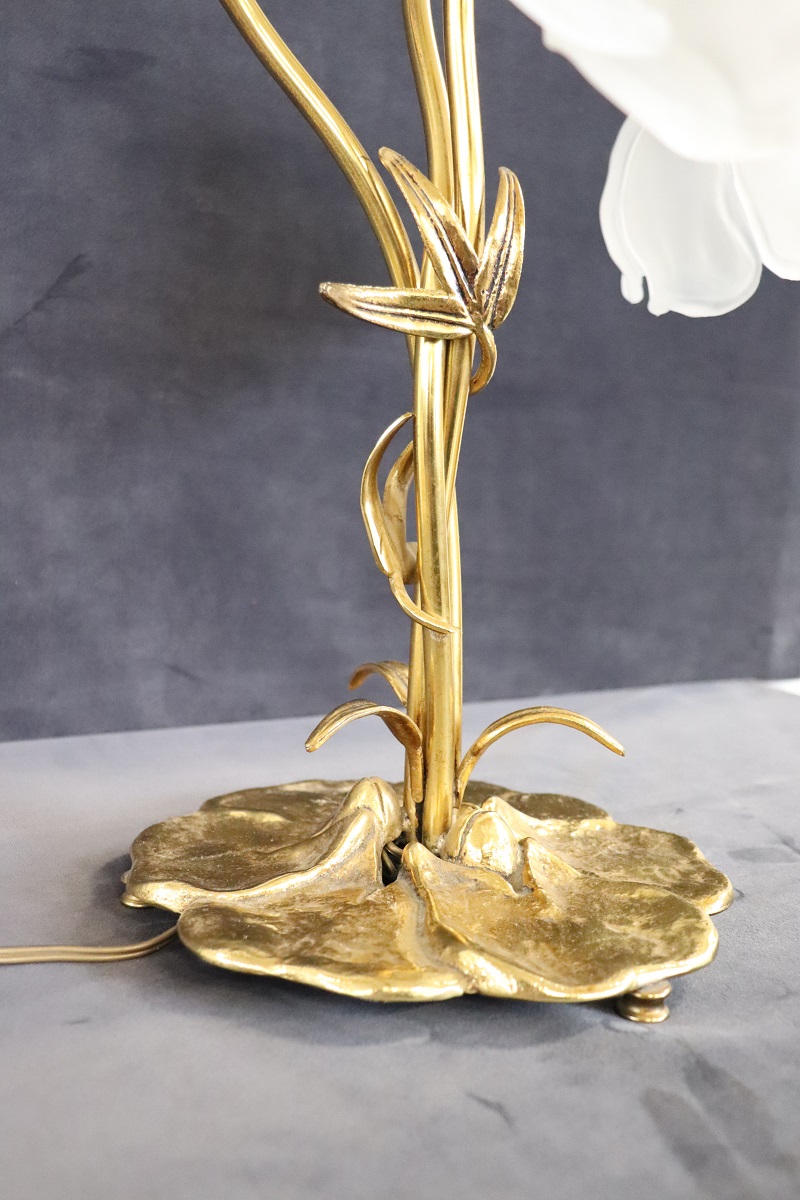Vintage Brass and Glass Table Lamp, 1980s