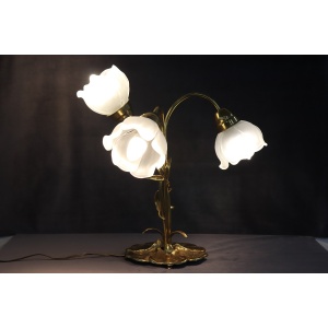 Vintage Brass and Glass Table Lamp, 1980s