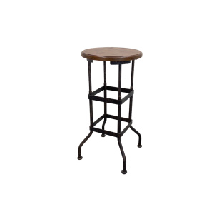Industrial, Factory Workshop Iron and Mahogany Bar Stool