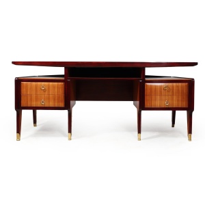 Mid Century Modern Crafted Italian Mahogany Desk