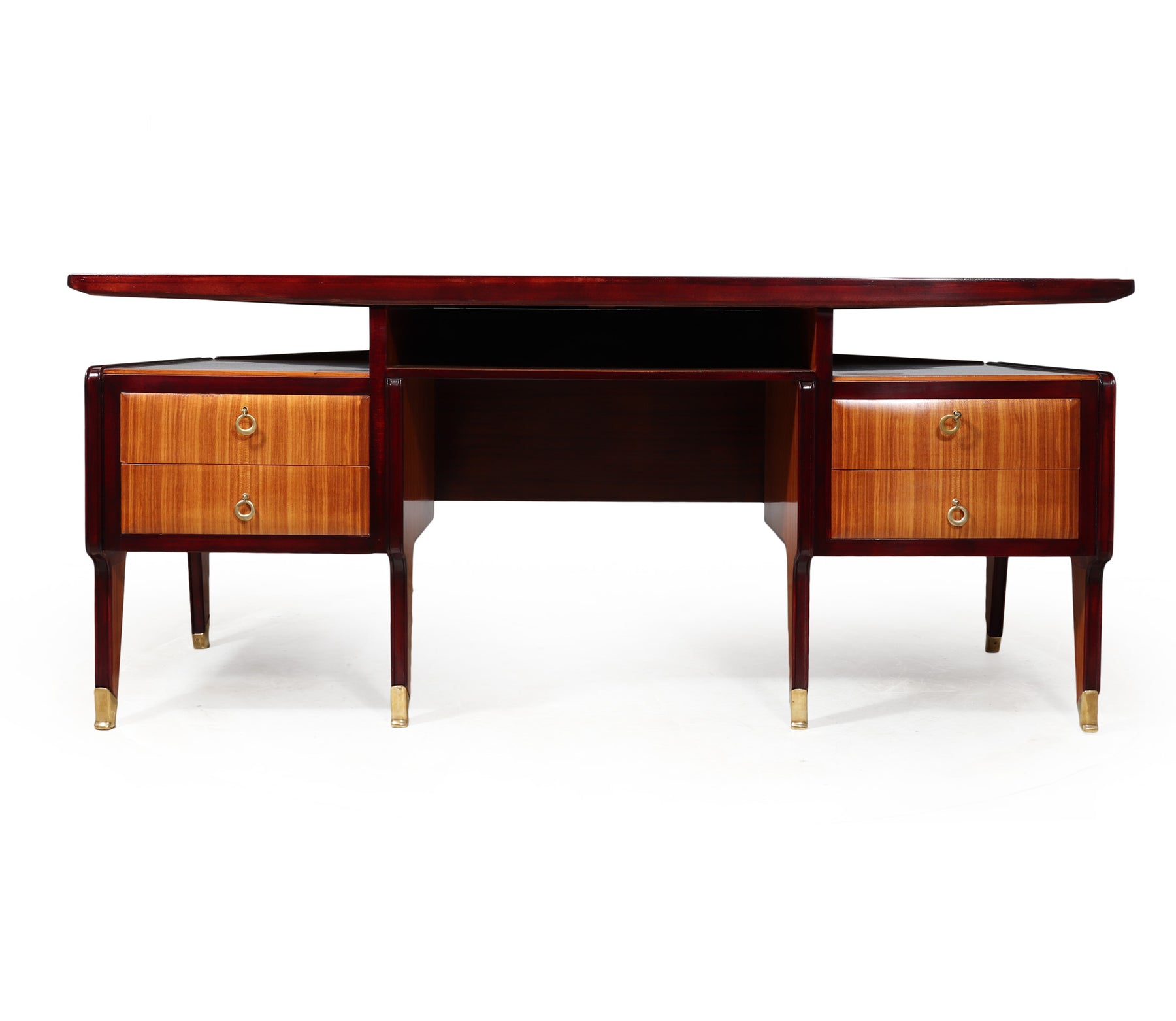 Mid Century Modern Crafted Italian Mahogany Desk