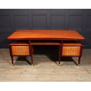 Mid Century Modern Crafted Italian Mahogany Desk