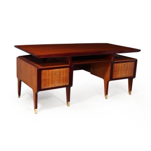 Mid Century Modern Crafted Italian Mahogany Desk