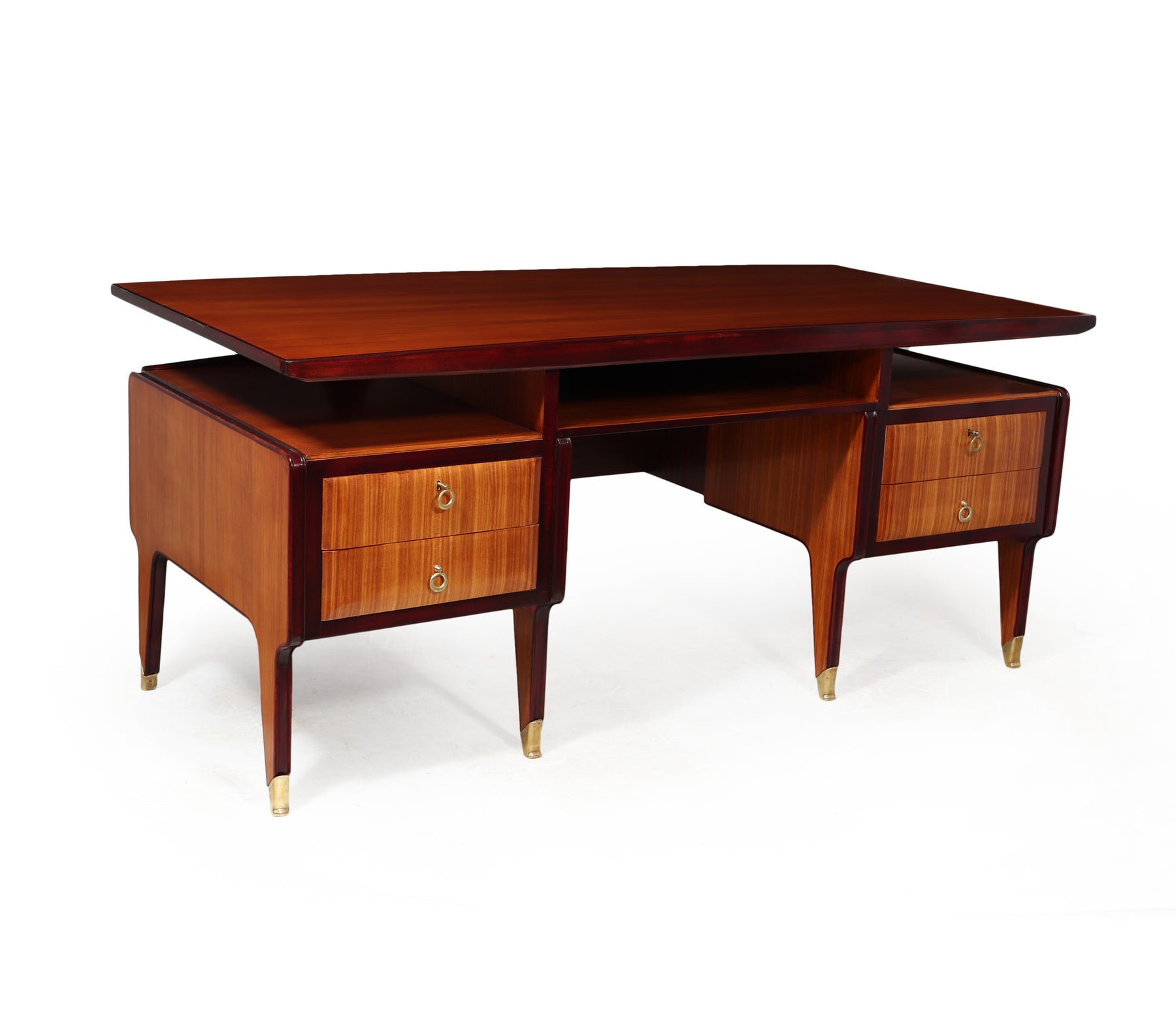 Mid Century Modern Crafted Italian Mahogany Desk