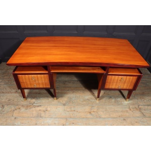 Mid Century Modern Crafted Italian Mahogany Desk