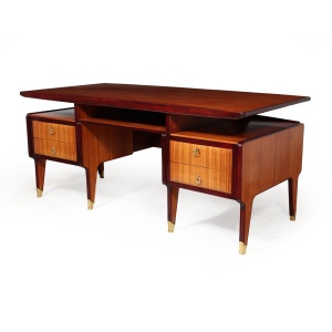 Mid Century Modern Crafted Italian Mahogany Desk