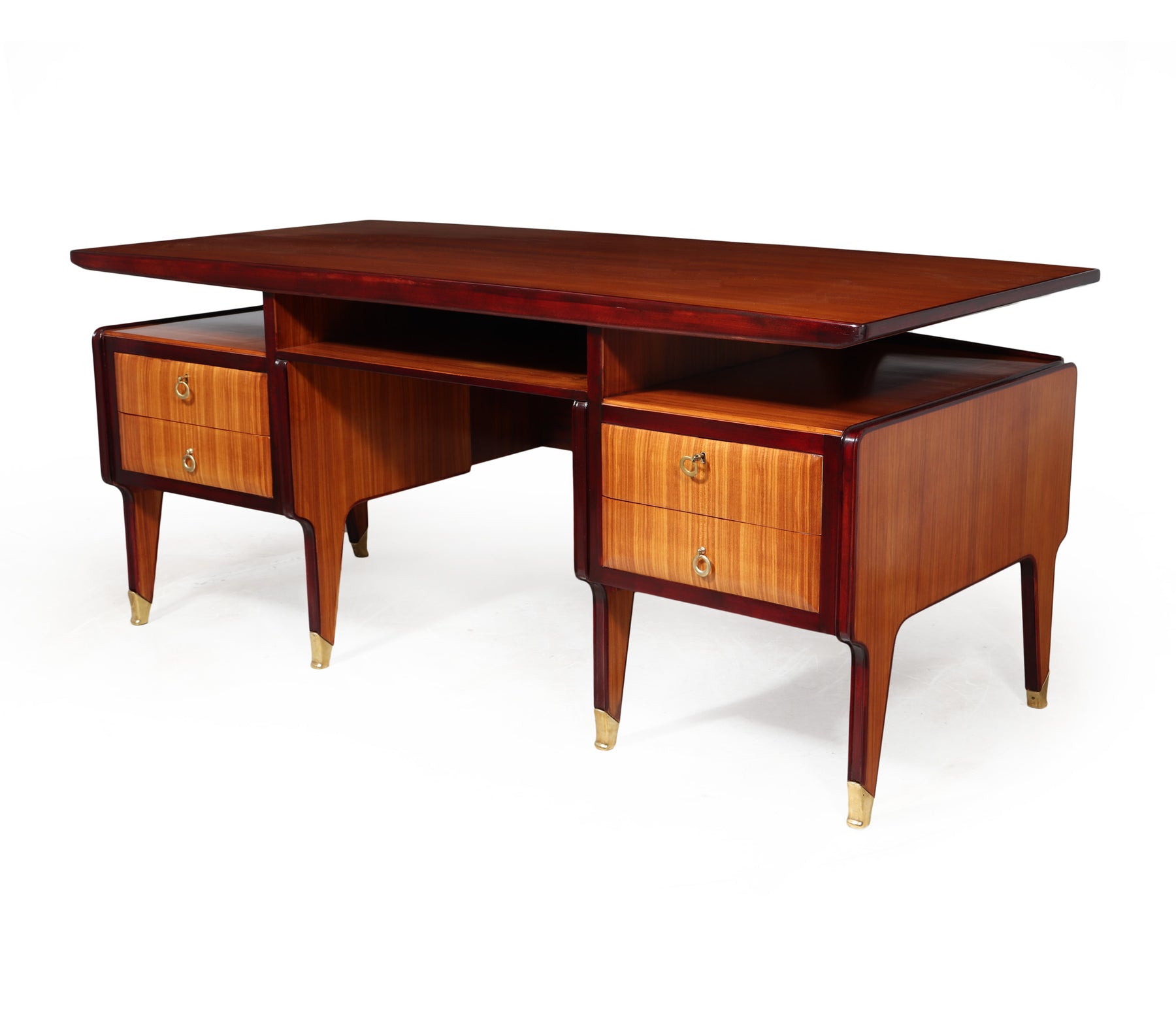 Mid Century Modern Crafted Italian Mahogany Desk