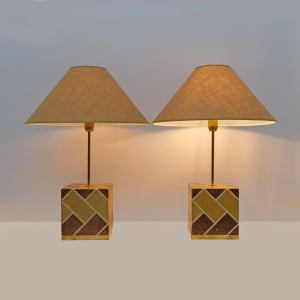 Pair of Liberty Era Italian Cementite Table Lamps