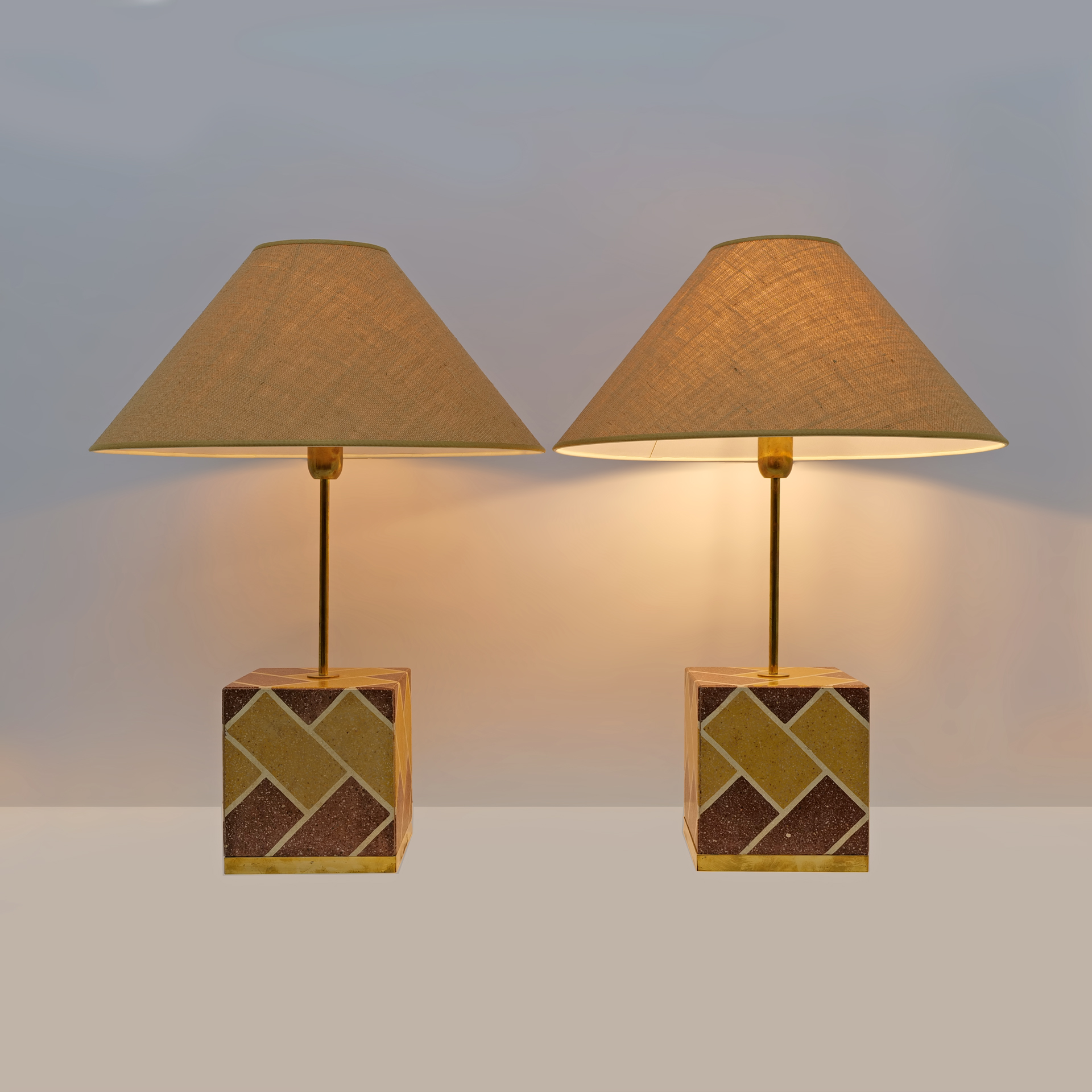 Pair of Liberty Era Italian Cementite Table Lamps