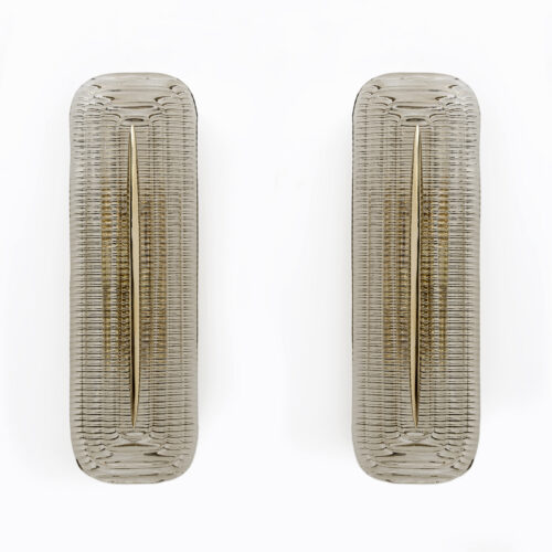 Pair of Modern Italian Murano Glass and Brass Sconces