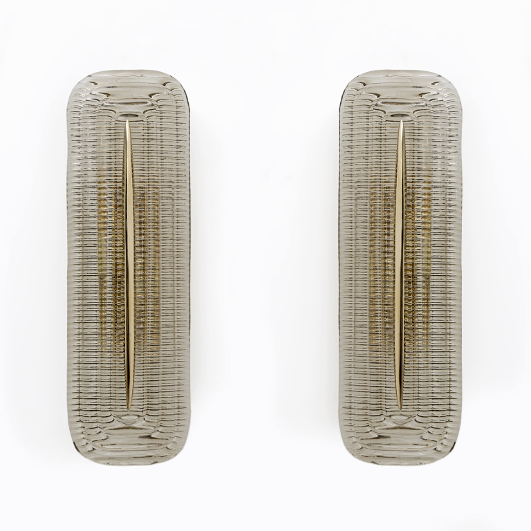 Pair of Modern Italian Murano Glass and Brass Sconces