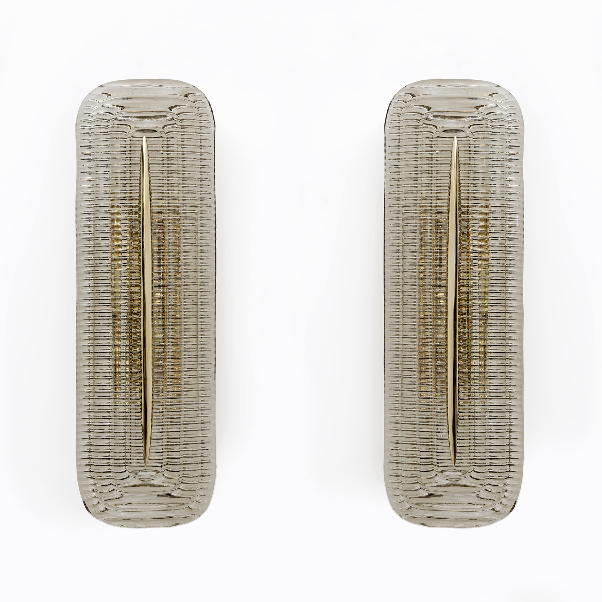 Pair of Modern Italian Murano Glass and Brass Sconces