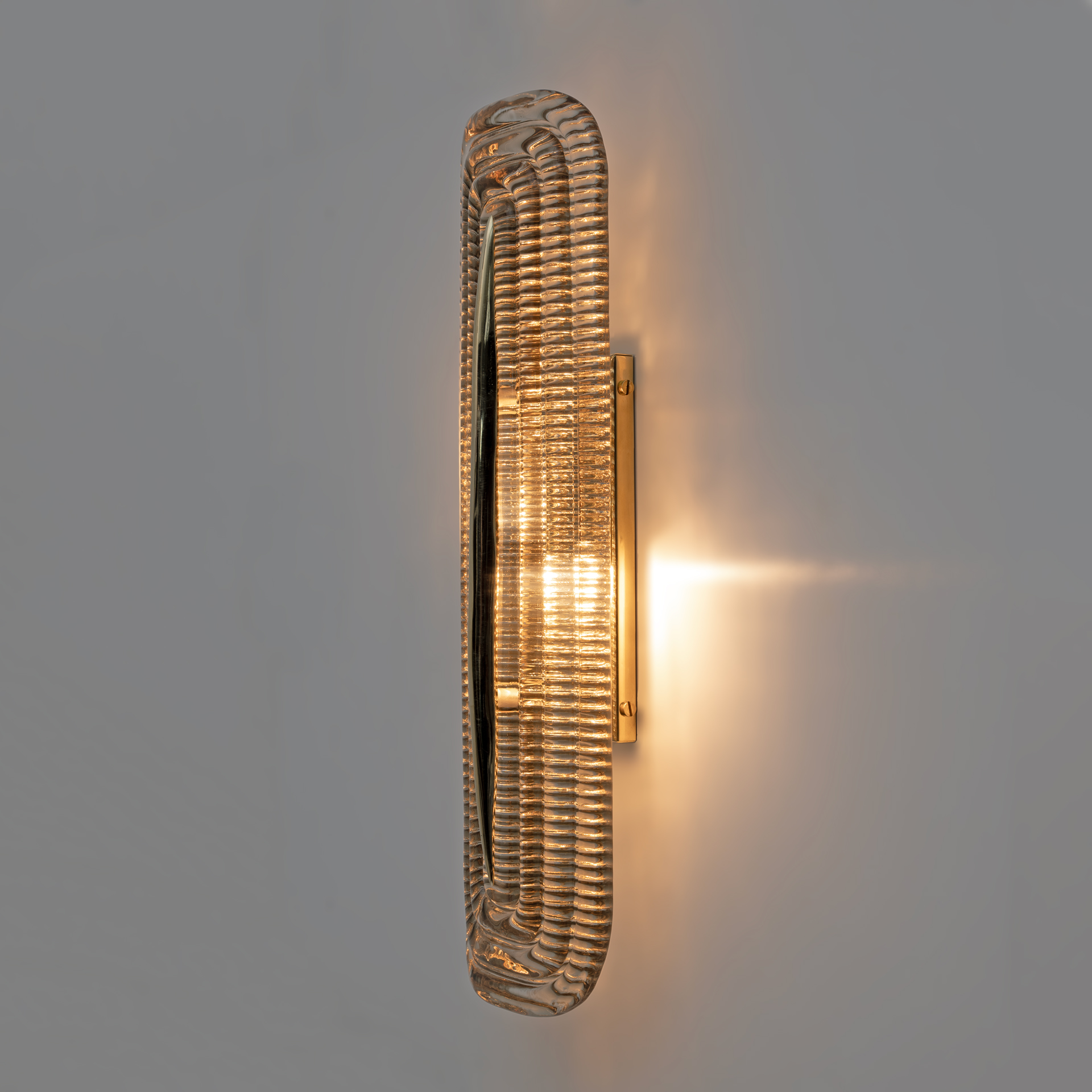 Pair of Modern Italian Murano Glass and Brass Sconces