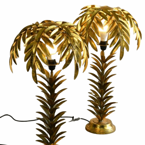Late 20th Century Palm Tree Table Bedside Side Lamps Lights