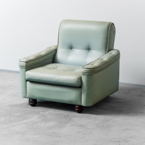 Pair Of Armchairs In Sage Green Fabric From The 1950s Modern Vintage