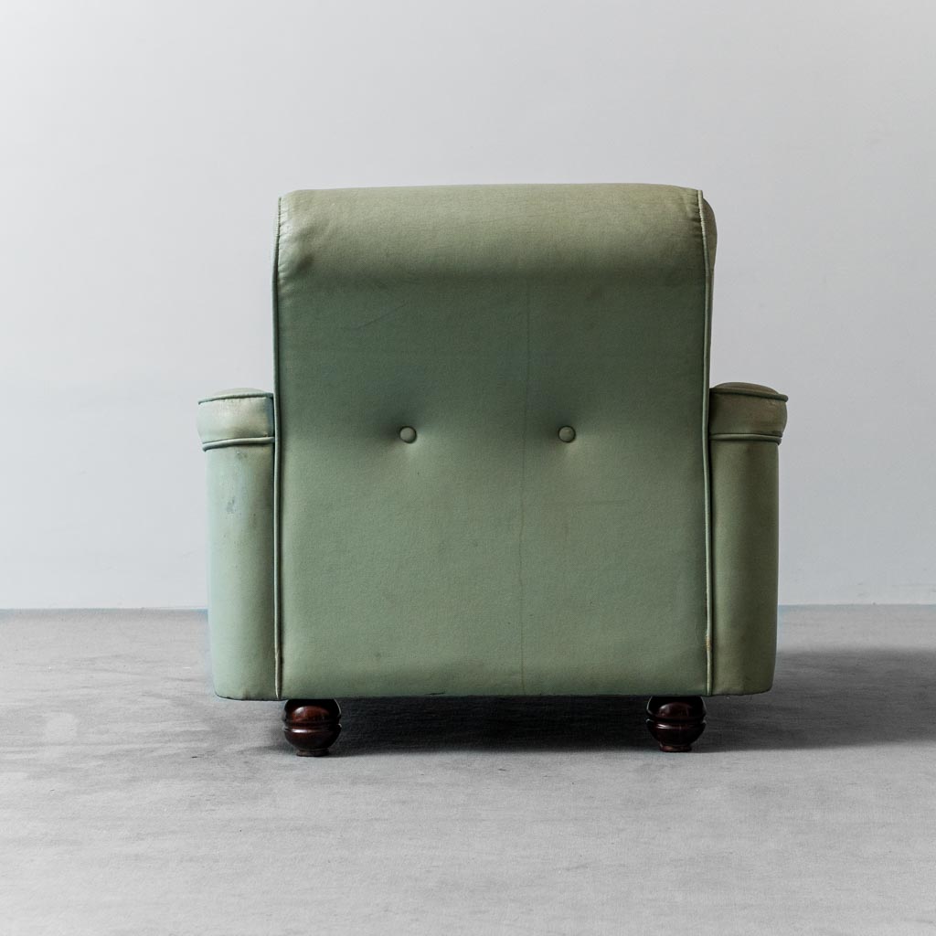 Pair Of Armchairs In Sage Green Fabric From The 1950s Modern Vintage