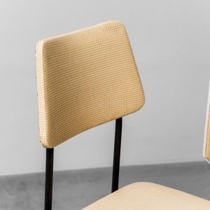 Wooden Console 2 Modern Vintage 60's Fabric Chairs