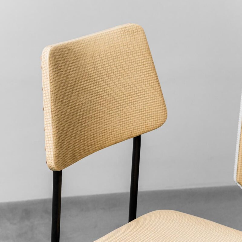 Wooden Console 2 Modern Vintage 60's Fabric Chairs