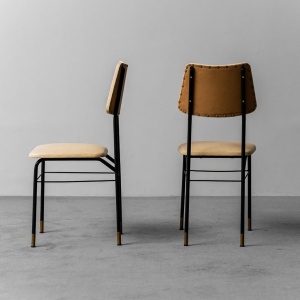 Wooden Console 2 Modern Vintage 60's Fabric Chairs