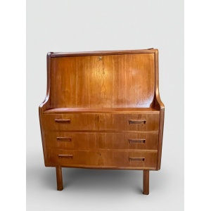 Mid Century Scandinavian Vintage Teak Wood Storage Writing Desk/Chest Of Drawers From The 50's And 60's