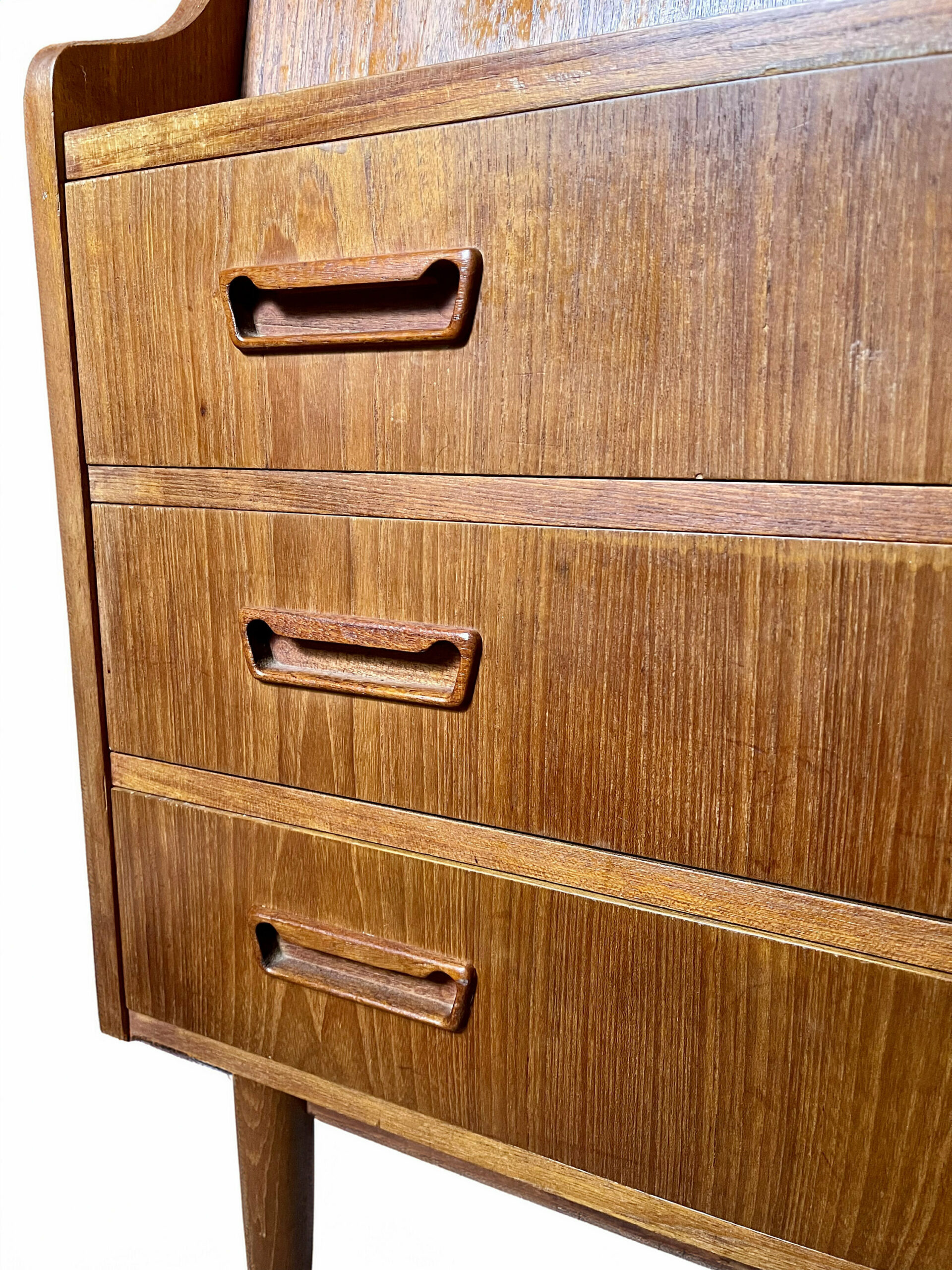 Mid Century Scandinavian Vintage Teak Wood Storage Writing Desk/Chest Of Drawers From The 50's And 60's