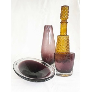 Midcentury Purple Glass Vase By Tamara Aladin For Riihimaen Riihimaen Lasi