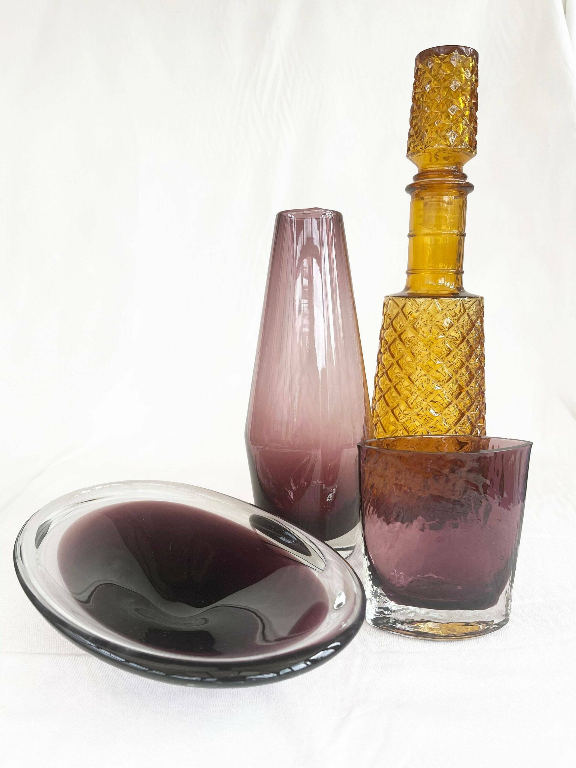 Midcentury Purple Glass Vase By Tamara Aladin For Riihimaen Riihimaen Lasi